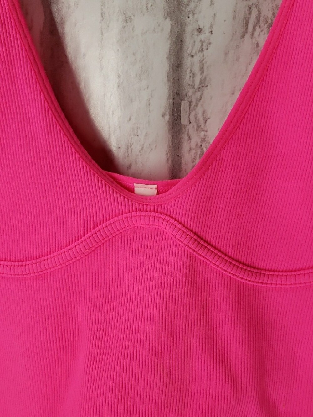 Hot Pink Ribbed Crop Tank - Picture 4 of 5
